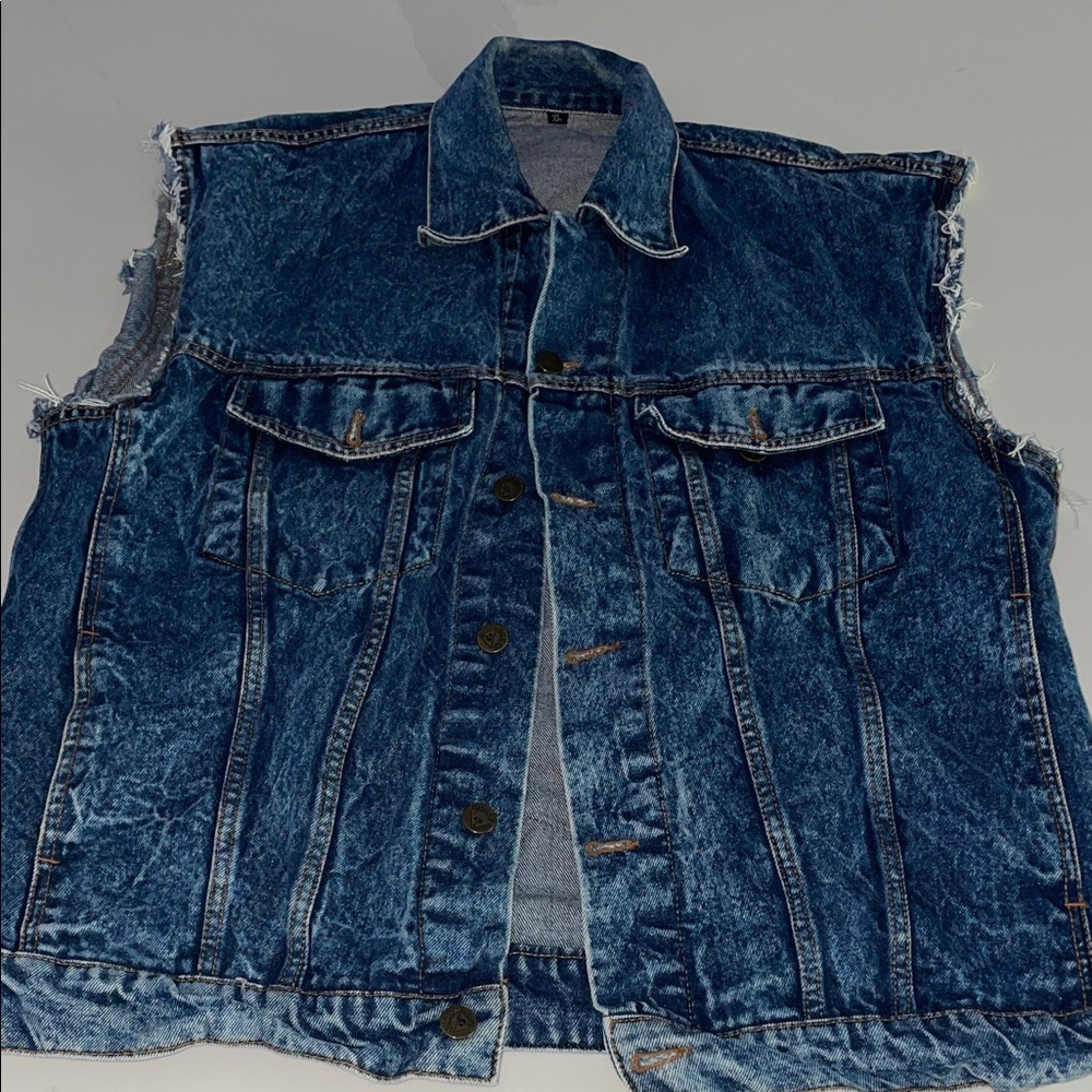Guess Men's Blue Denim Vest vintage XL 80s, metal,rock